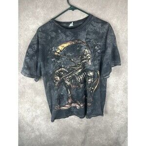 Vintage Y2K 2005 Grim Reaper Horse Skeleton Abrar Ajmal Art T-Shirt Size L